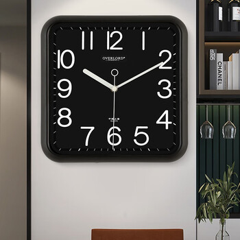正方形轻奢现代挂钟客厅家用时尚卧室静音时钟表免打孔挂墙小挂表免