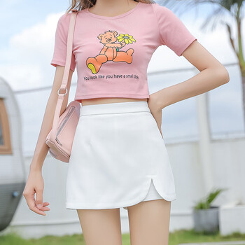 京蝌蝌小个子短裙裤女夏潮高腰短裤外穿假两件休闲裤裙新款时尚白色xs