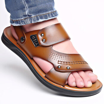 夏天男士加肥加大码男鞋子特超大号脚宽脚胖脚肥大脚丫鞋男式凉鞋软底