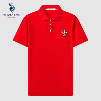 U.S. POLO ASSN.US保罗短袖polo衫男短袖男装夏季半袖纯色商务休闲打底衫透气上衣 JC-4411 红色 L 170(115-130斤左右)