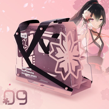 炽果ZC-09樱瞳花嫁联名款迷你MATX板全铝钢化玻璃侧透DIY开放式个性电脑 