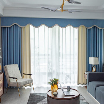 窗帘眉头卧室飘窗魔术贴自粘款顶上遮光双层平幔窗帘头幔帘头眉头模板