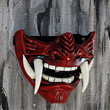 鬼武士面具半脸般若面具半脸男女cos日本鬼武士可佩戴剧本杀道具万圣