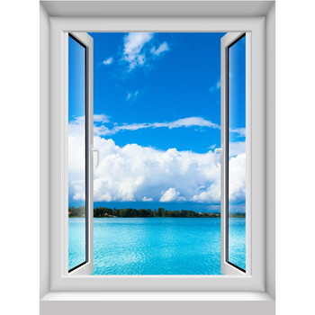 2022新款泰立体墙贴假窗户仿真竖款假窗户墙纸贴画3d卧室立体欧洲小镇