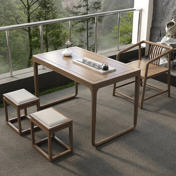 邻木先生阳台茶桌椅组合实木家用小茶台新中式功夫茶几现 单桌:80*60*