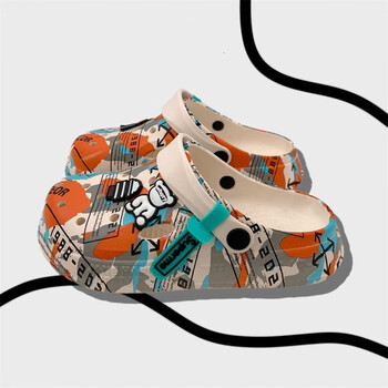 露尔康洞洞鞋男防滑厚底夏季时尚休闲拖鞋男外穿户外包头沙滩鞋潮 洞洞鞋熊迷彩 43