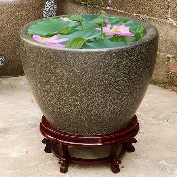 蓝桂仿石鱼缸老式水缸养鱼阳台室外庭院大缸睡莲缸荷花缸风水聚财缸
