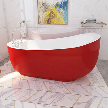 科勒batutub 网红古典欧式独立式亚克力浴缸1.6-1.8米 颜色:石榴红