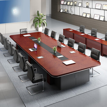 奥洛提大型会议桌长桌椅组合20人办公桌简约现代板式椭圆形会议桌开会