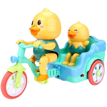 网红儿童电动小黄鸭踩三轮车玩具带音乐灯光卡通男女孩旋转特技车黄鸭