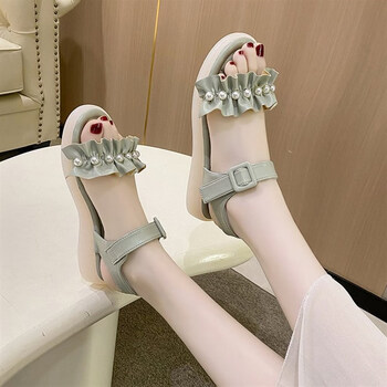 温莱蔓莎夏天穿的女孩10到14岁凉鞋少女大童平底鞋初中学生漏趾无后跟