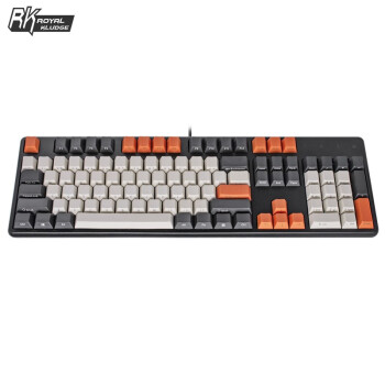 RK K104机械键盘有线键盘游戏键盘104键全尺寸PBT拼色键帽机械键盘电竞键盘电脑键盘白色背光黑色红轴