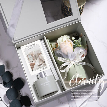 包贝勒生日礼物女香薰套装永生香皂花三八妇女节送女友闺蜜妈妈老婆实用 香薰香皂花礼盒装【礼盒+礼袋】