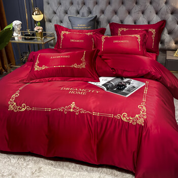 维塔维拉结婚床上用品四件套婚庆红色婚房喜被床单被套被单婚礼欧式大