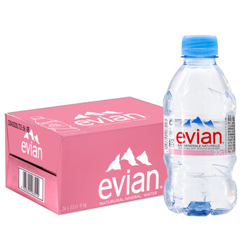 依云evian矿泉水法国进口小瓶依云碱性饮用天然纯净矿泉水山泉水英文版深红色包装依云棕色箱330ml 24瓶英文瓶 图片价格品牌报价 京东