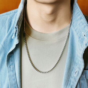 古天乐同款项链 古天乐同款项链s925银圆珠链做黑男加强版4毫米无间隙