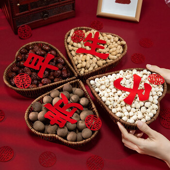 德宜弗早生贵子床上摆件结婚用品果盘盒干果婚庆婚房压床模具婚礼铺床