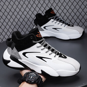 安錔7代8篮球鞋男新款鞋厚底休闲高帮儿童运动鞋鞋网面防臭增高潮白黑