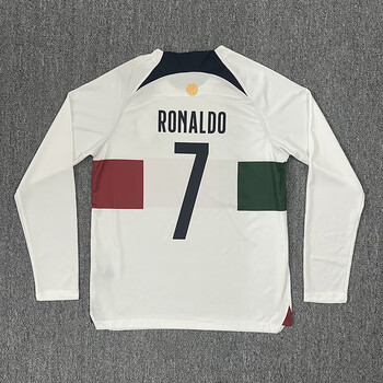 琴密乡葡萄牙长袖球衣2022国家队客场白色秋冬训练服7号c罗球迷版足