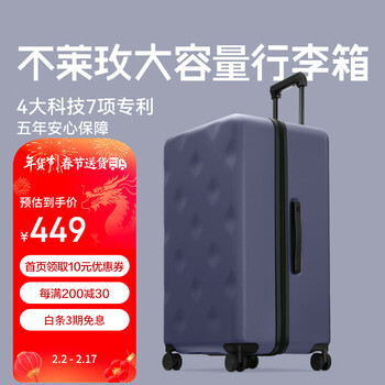 不莱玫大容量行李箱女拉杆箱男密码箱旅行箱登机箱 紫灰色 22英寸plus