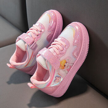 女童鞋子新款春季单鞋儿童运动鞋韩版女孩透气网面板鞋休闲鞋粉红色28