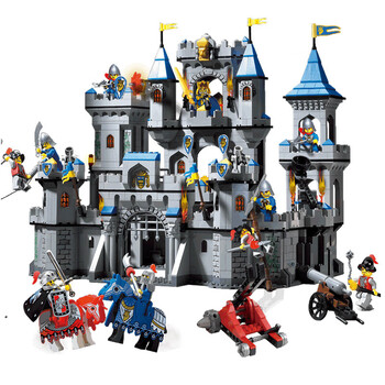 启蒙积木狮王城堡绝版中世纪圣殿骑士团大型城堡攻城战小颗粒拼装积木
