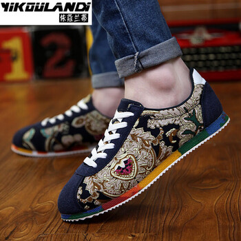 石头小猪风帆布鞋男士花鞋布鞋非主流鞋子男学生黑小脚鞋潮流休闲时尚