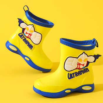 妙翡奥特曼儿童雨鞋防滑轻便男童加绒雨靴小童宝宝幼儿园水鞋小孩胶鞋 黄色 170码(内长16CM适合26/27码)