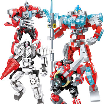 奥特曼系列拼装积木机甲人仔捷德银河特利迦赛罗玩具 4组合大