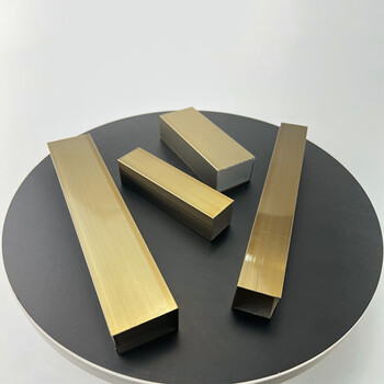 电泳香槟金铝扁管铝方管室外电泳铝合金型材金色口型隔断方管智星缘