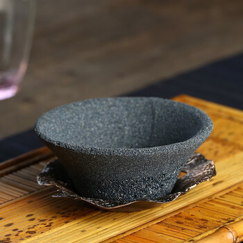 美斯尼石头茶漏无孔茶滤器细密过滤茶渣带底托漫石茶滤