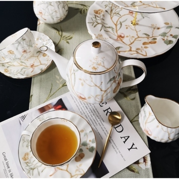 陶瓷咖啡杯碟套装英式下午茶餐具复古咖啡杯咖啡壶茶壶糖罐套装一壶四