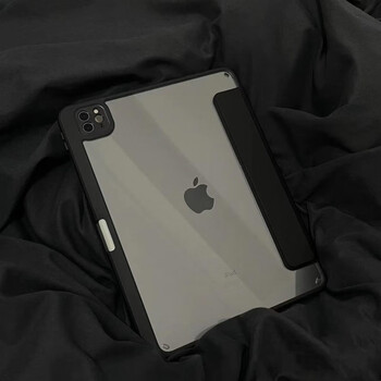 疯壳 ipad保护壳2021新款10.2苹果air45磁吸十代10.9英寸Pro11硬壳带笔槽 黑色-三折亚克力带笔槽 iPad Pro2022(11英寸)