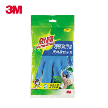 3M 思高超强耐用加长手套天然橡胶加厚手套 家务护手刷锅洗碗家用清洁 小号