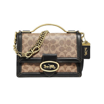 节日礼物coach蔻驰女包时尚c纹老花经典标志手提单肩斜挎包专柜款黑卡