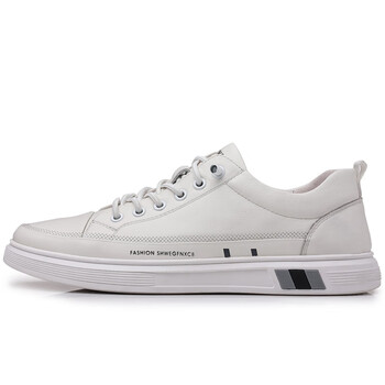 男款潮鞋夏季小白鞋男士真皮百搭时尚休闲鞋韩版透气头层 6101白色 38