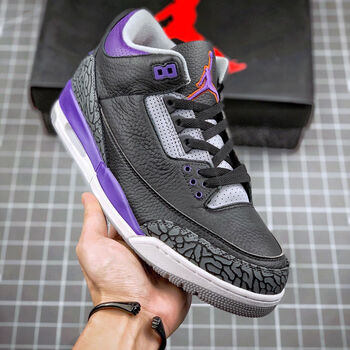 纯原air3aj3黑紫爆裂纹篮球鞋ct8532050黑紫405