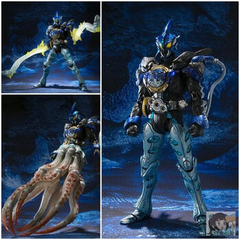 假面骑士shf手办真骨雕日版sic魂限定假面骑士ooo水系联组鲨鳗章sha