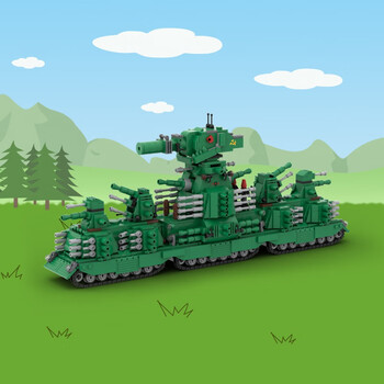 还原坦克世界kv-44重型坦克拼搭积木男孩生日礼物 kv99绿色版 5人仔