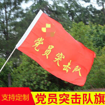 喆绘 党员突击队青年突击队旗帜印刷红旗户外旗设计订