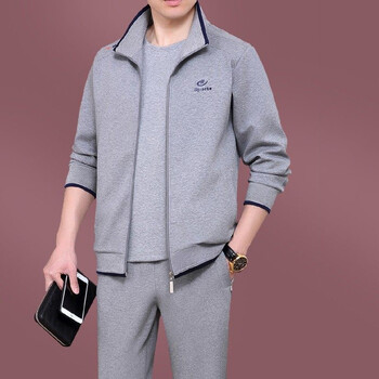 高端品牌中老年运动套装男春秋季三件套爸爸跑步服男士休闲运动服50岁