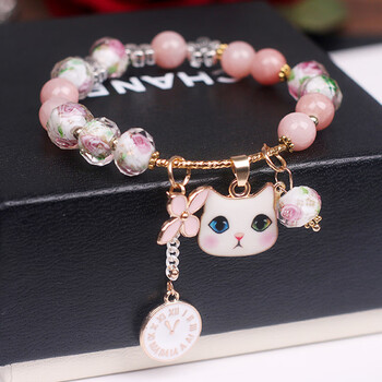 Yyeu 韩国东大门甜美猫咪花朵四叶草串珠手串学生闺蜜水晶手链手饰品女 无销量 猫咪花朵四叶草手链 图片价格品牌报价 京东