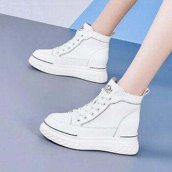 牛皮小白鞋女2021秋季新款女鞋子内增高运动鞋高帮鞋女士休闲鞋厚底