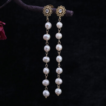 洛曼诗珍珠耳环女925银韩国超长款流苏气质复古时尚个性网红夸张耳坠饰