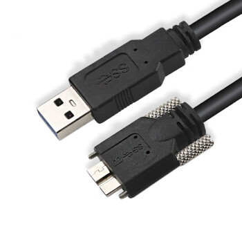 洛克康 USB3.0 A公转MicroB带锁屏蔽线兼容海康MV-ACC-01-1201-3m工厂现货 动态拖链黑色 3米