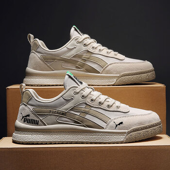 彪马男鞋2023年新款春季透气休闲运动鞋阿甘复古板鞋m5518米咖色39