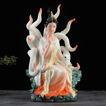 吉汉白玉天师府灵仙九尾狐仙娘娘神像居家供奉佛像招桃花姻缘灵狐灵仙