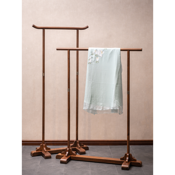定制中式衣架新中式实木衣帽架禅意挂衣架子落地卧室老榆木简约挂包