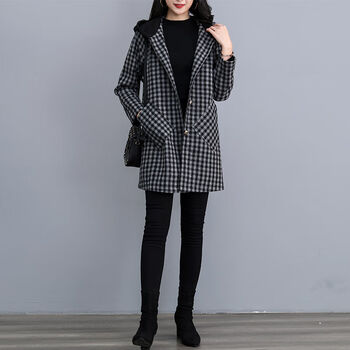 呓寻毛呢大衣女中长款加厚外套小个子毛呢外套显瘦女装200斤新款中长