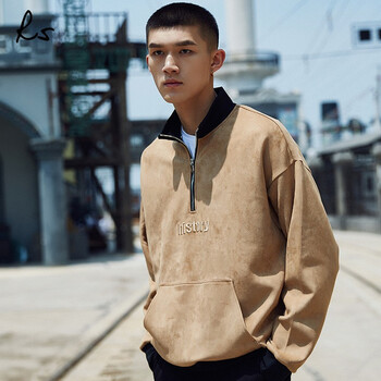 福利款riverstone男装男士潮流卫衣圆领长袖韩版上衣男外穿卡其色s